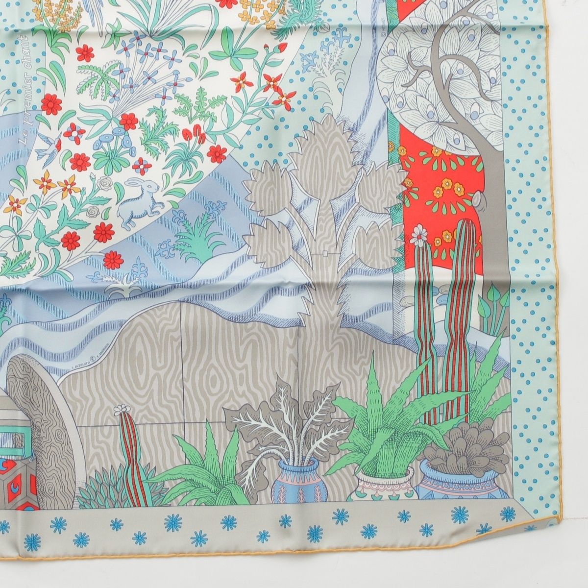 Hermes Carre 90 Silk le Premier Chant Song of Beginnings Scarf Blue Multicolor — view 5