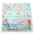 Hermes Carre 90 Silk le Premier Chant Song of Beginnings Scarf Blue Multicolor