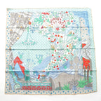 Hermes Carre 90 Silk le Premier Chant Song of Beginnings Scarf Blue Multicolor