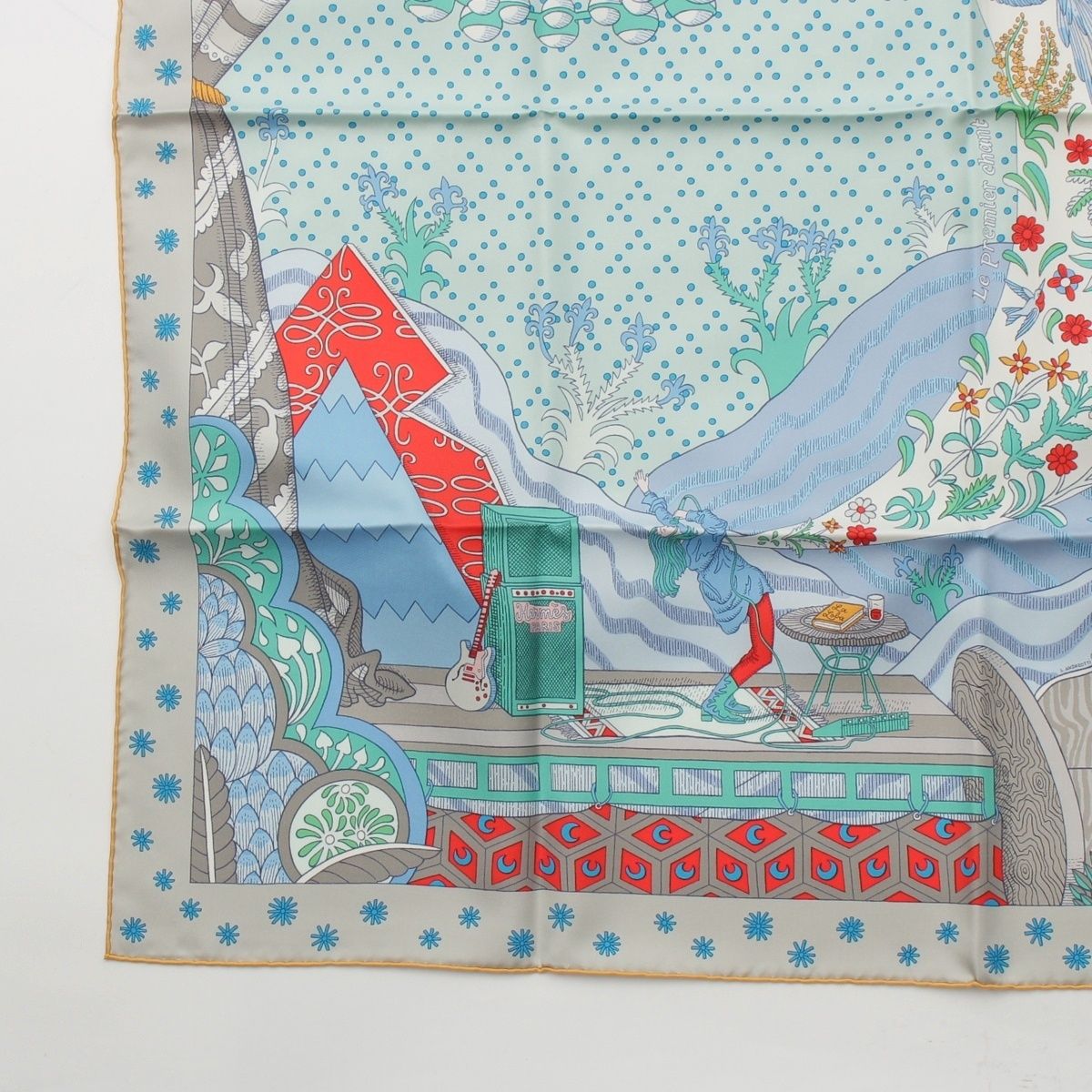 Hermes Carre 90 Silk le Premier Chant Song of Beginnings Scarf Blue Multicolor — view 4