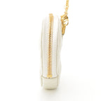 Dior Leather Cannage Heart Chain Mini Shoulder Bag Pouch White — view 3