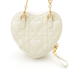 Dior Leather Cannage Heart Chain Mini Shoulder Bag Pouch White — view 4