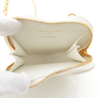 Dior Leather Cannage Heart Chain Mini Shoulder Bag Pouch White — view 6