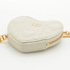 Dior Leather Cannage Heart Chain Mini Shoulder Bag Pouch White — view 5