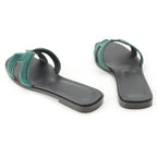 Hermes Oran Leather Velvet Motif Sandals Moss Green — view 4