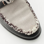 Hermes Destin Calf Leather Toile Ash Fringe Prue Noir Kelly Loafers Shoes — view 6