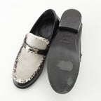 Hermes Destin Calf Leather Toile Ash Fringe Prue Noir Kelly Loafers Shoes — view 5