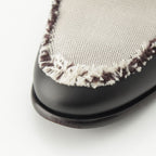 Hermes Destin Calf Leather Toile Ash Fringe Prue Noir Kelly Loafers Shoes — view 8