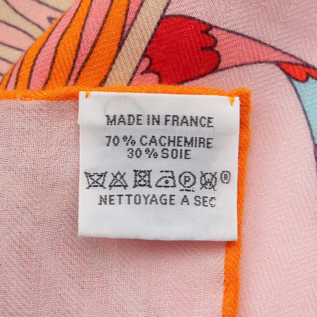 Hermes Carre Geant 140 Point D'orgue Cashmere Silk Fermata Shawl Pink Multicolor — view 9