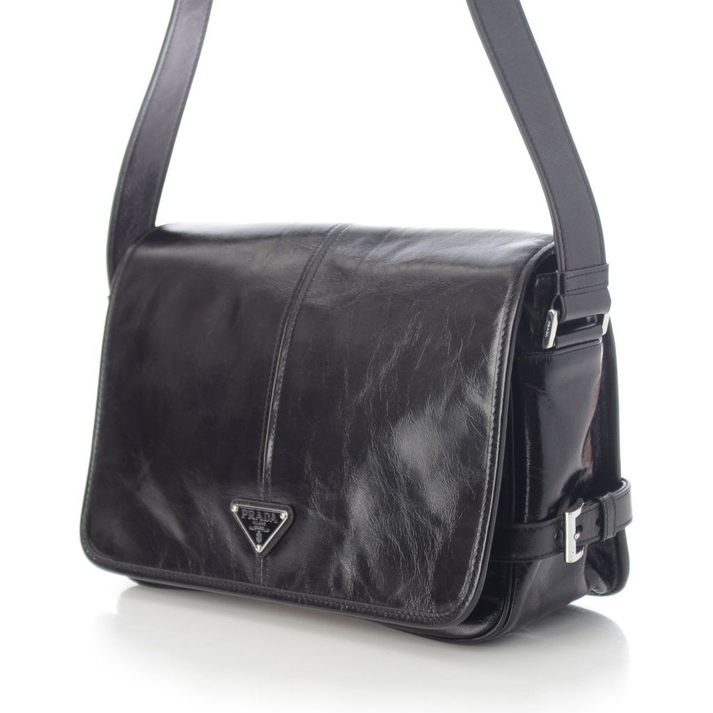Prada Looks Leather Shoulder Messenger Bag Black — view 2