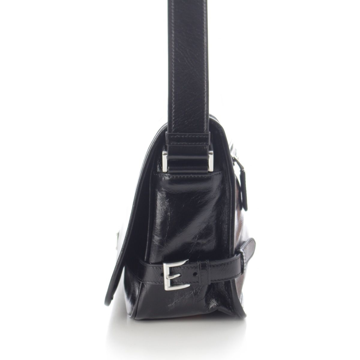 Prada Looks Leather Shoulder Messenger Bag Black — view 3