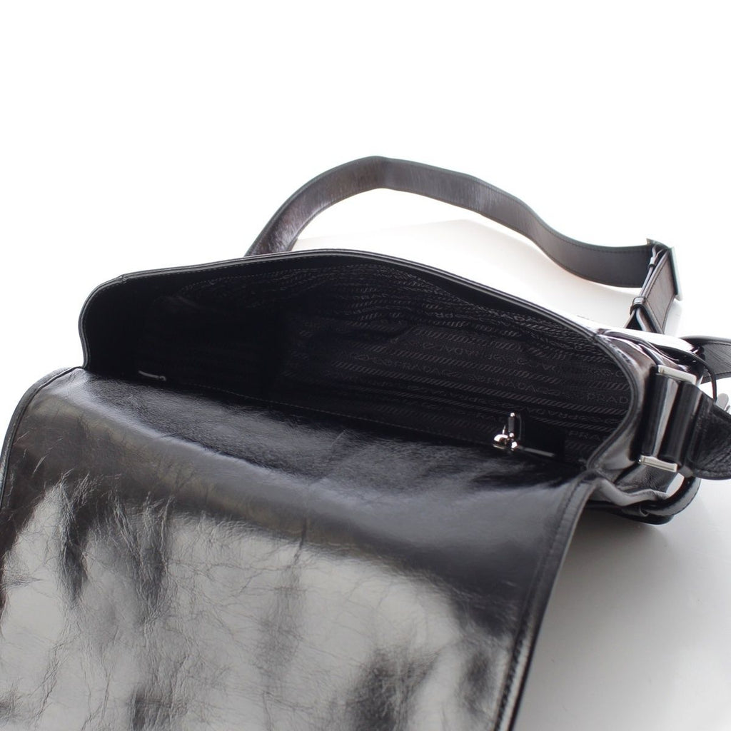 Prada Looks Leather Shoulder Messenger Bag Black — view 6