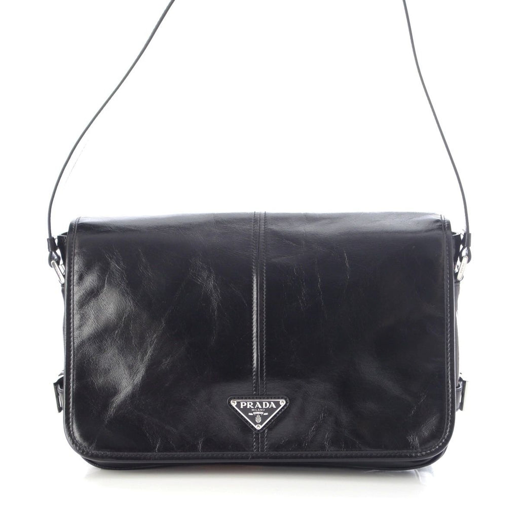 Prada Looks Leather Shoulder Messenger Bag Black