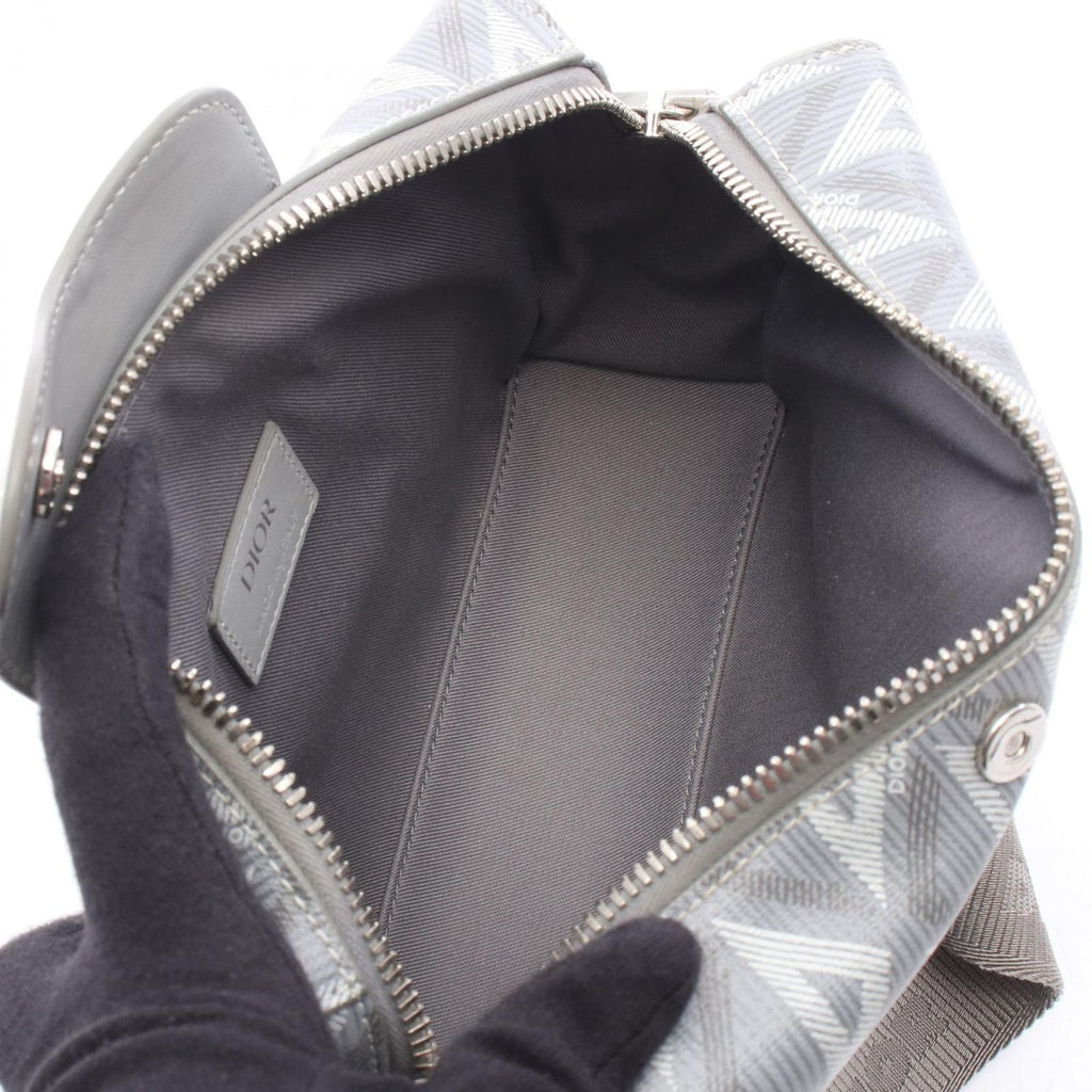 Dior Shoulder Bag CD Diamond Rango 22 Gray Canvas Leather CD — view 3