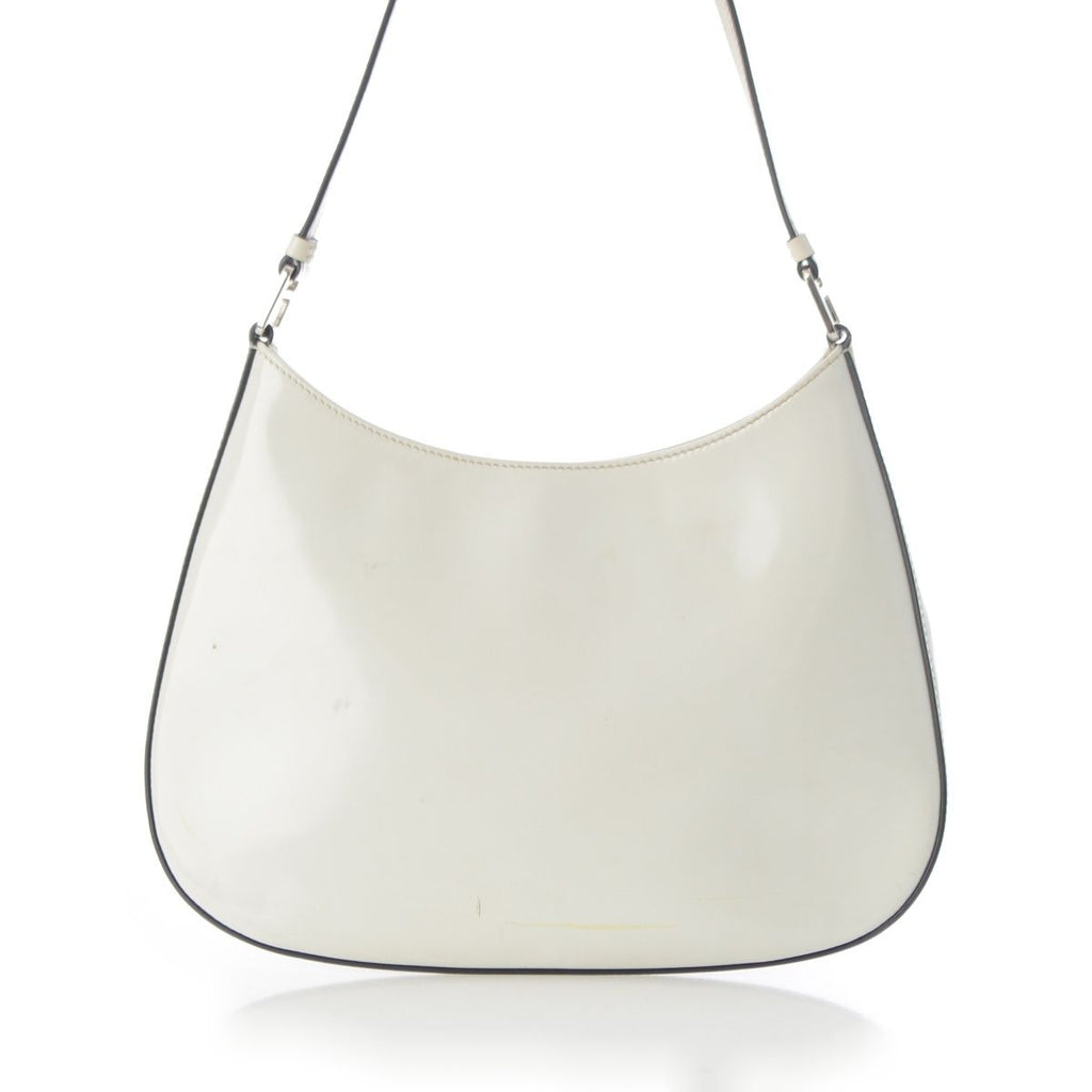 Prada Cles Au Leather Triangle Logo Shoulder Bag White — view 4