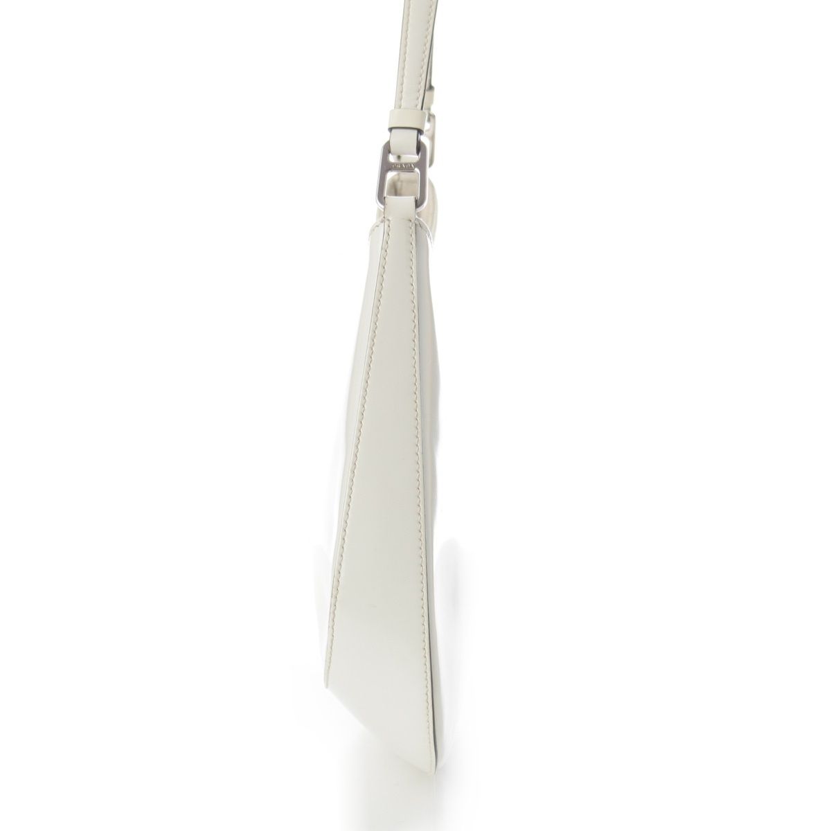 Prada Cles Au Leather Triangle Logo Shoulder Bag White — view 3