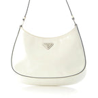 Prada Cles Au Leather Triangle Logo Shoulder Bag White