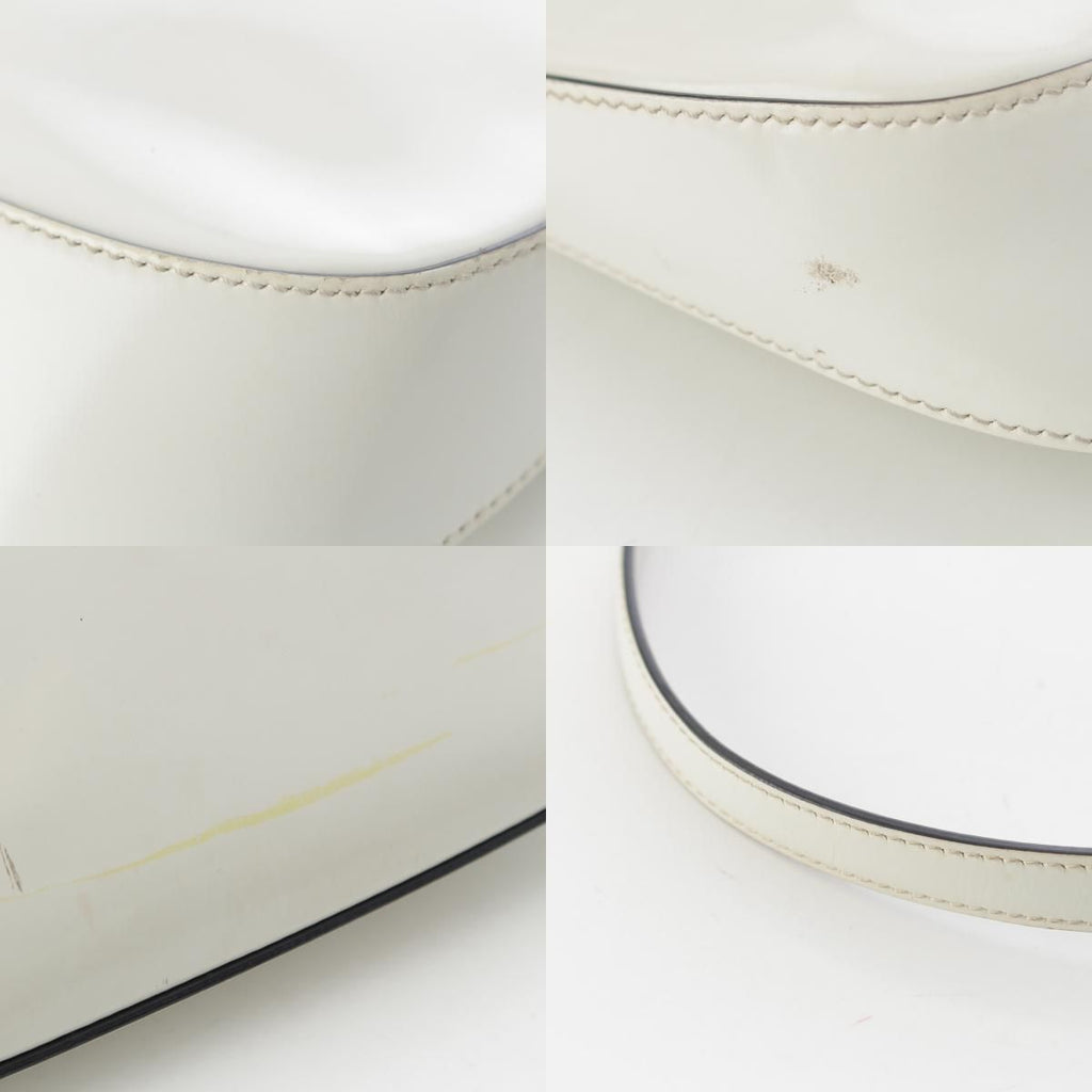Prada Cles Au Leather Triangle Logo Shoulder Bag White — view 9
