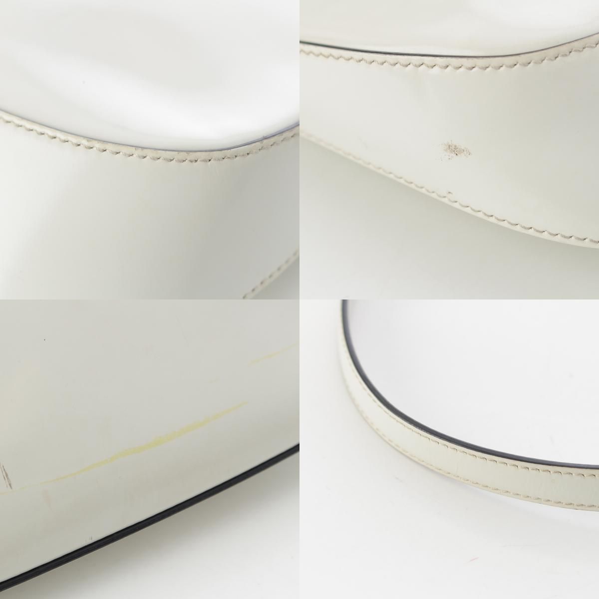 Prada Cles Au Leather Triangle Logo Shoulder Bag White — view 9