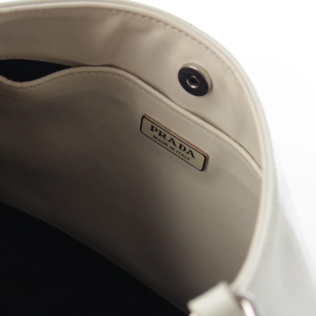 Prada Cles Au Leather Triangle Logo Shoulder Bag White — view 7