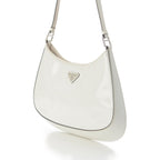 Prada Cles Au Leather Triangle Logo Shoulder Bag White — view 2