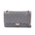 Chanel Shoulder Bag 2.55 Quilted Double Flap Gray Calf Chain