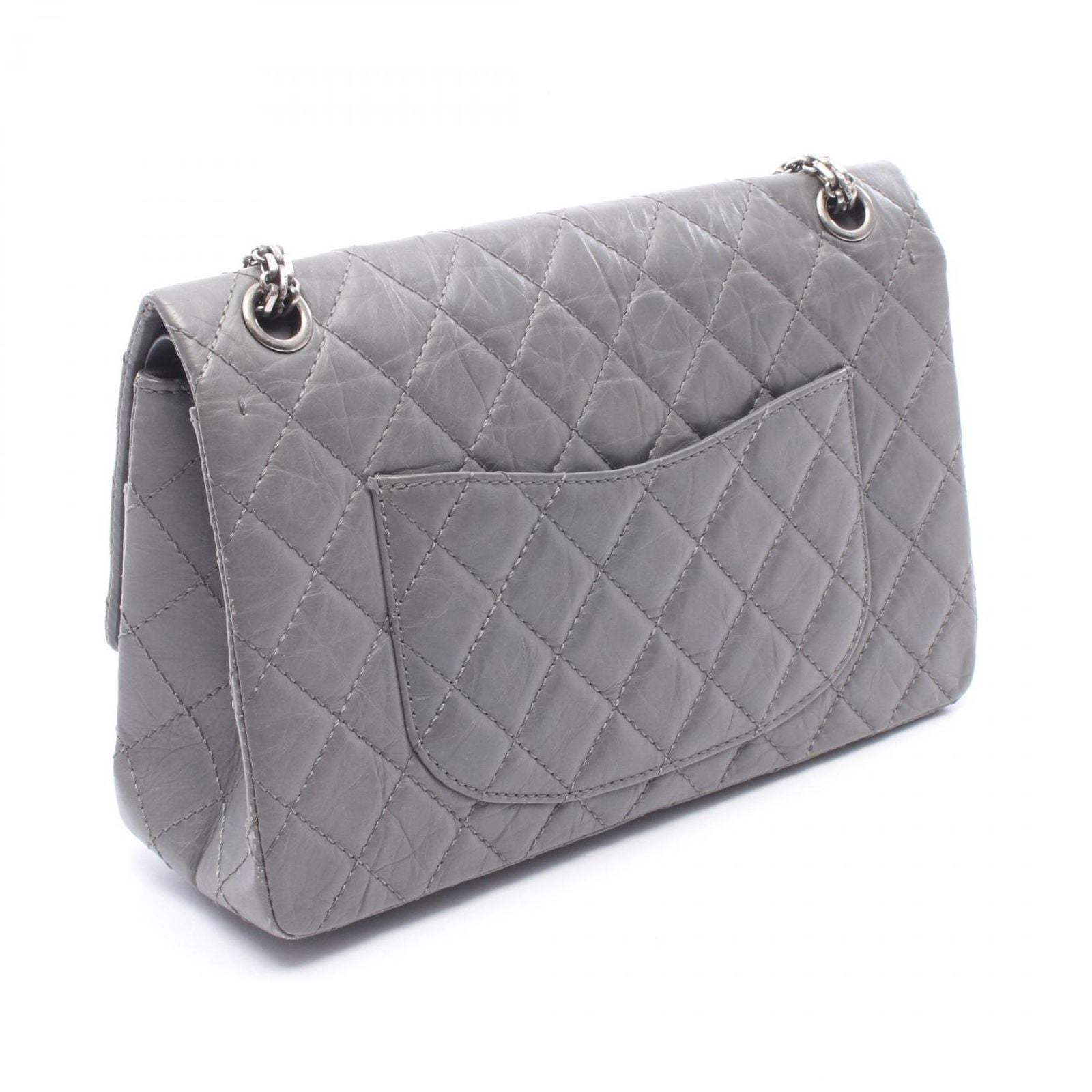 Chanel Shoulder Bag 2.55 Quilted Double Flap Gray Calf Chain — view 2
