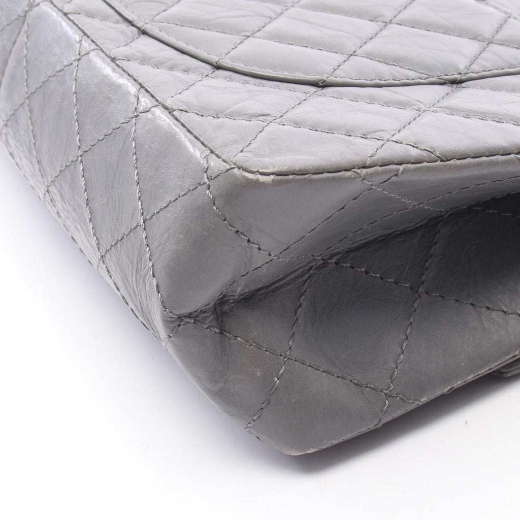 Chanel Shoulder Bag 2.55 Quilted Double Flap Gray Calf Chain — view 9