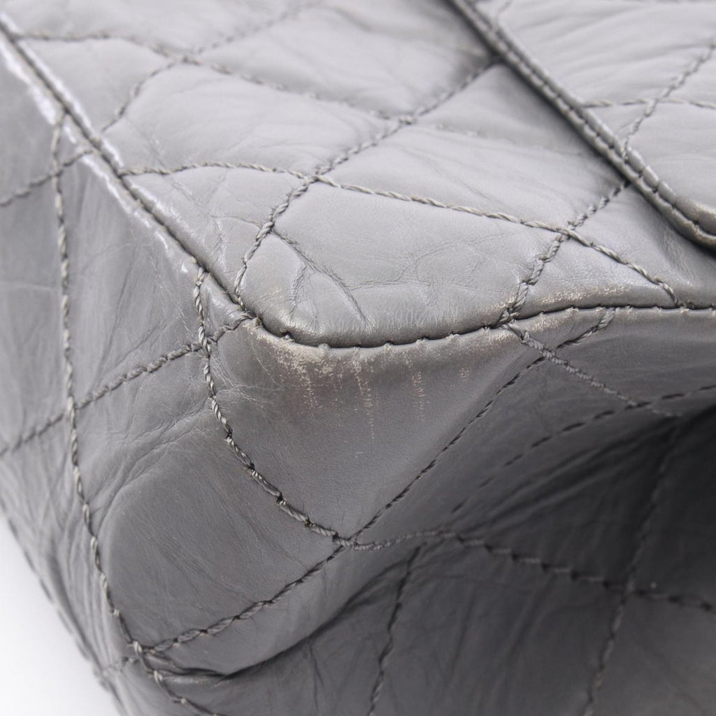 Chanel Shoulder Bag 2.55 Quilted Double Flap Gray Calf Chain — view 8