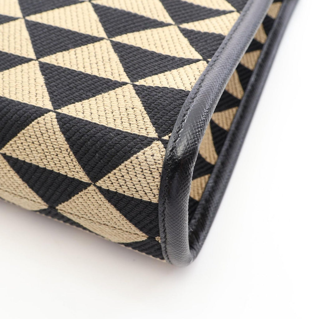 Prada Handbag Triangolo Jacquard Symbol Embroidery Mini 2-Way Black Beige — view 6