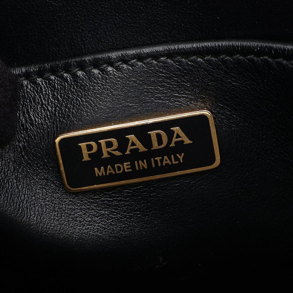 Prada Handbag Triangolo Jacquard Symbol Embroidery Mini 2-Way Black Beige — view 4