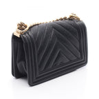 Chanel Shoulder Bag Boy Small Blanc Stitch Black Calf Boy Chain — view 2