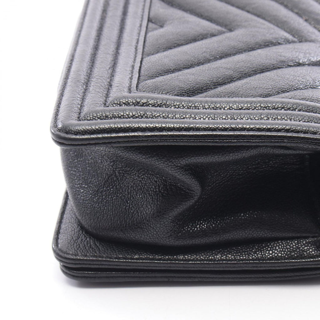 Chanel Shoulder Bag Boy Small Blanc Stitch Black Calf Boy Chain — view 6