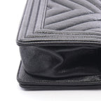 Chanel Shoulder Bag Boy Small Blanc Stitch Black Calf Boy Chain — view 6