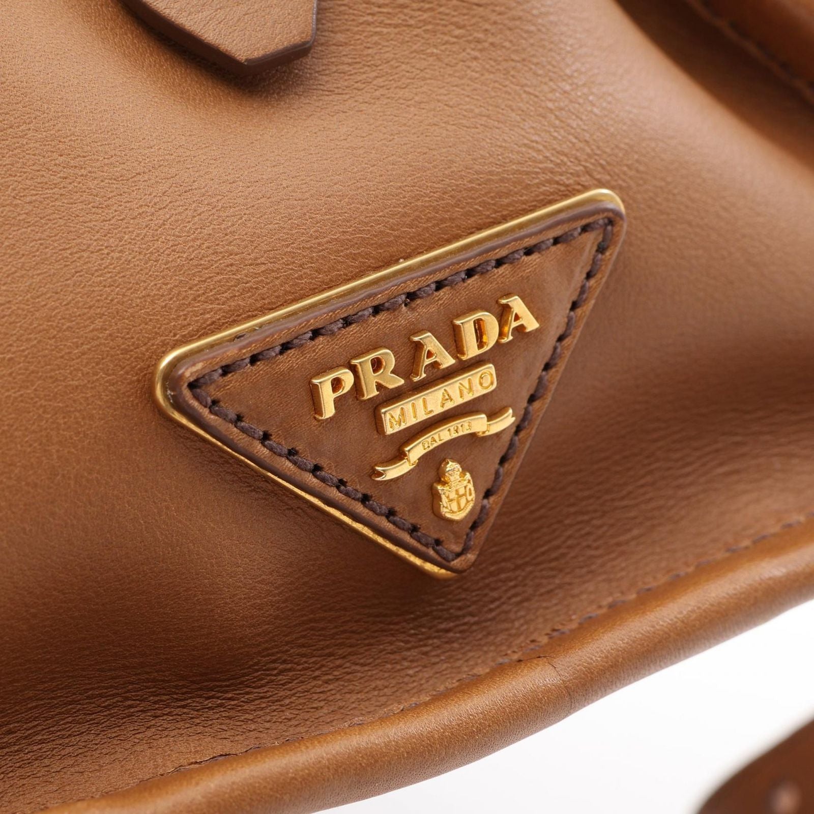 Prada Handbag City Calf 2-Way Camel Leather — view 8