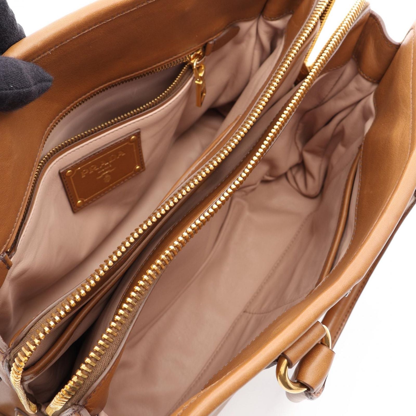 Prada Handbag City Calf 2-Way Camel Leather — view 3