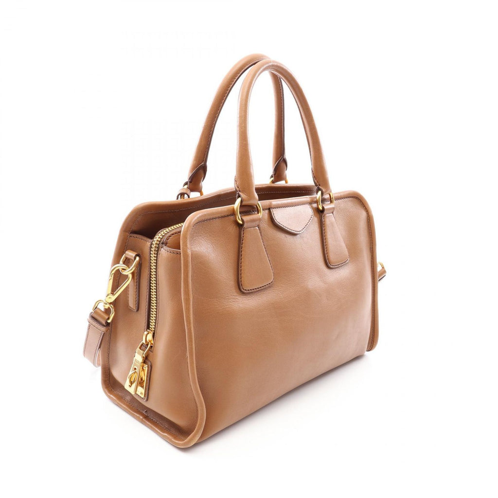 Prada Handbag City Calf 2-Way Camel Leather — view 2