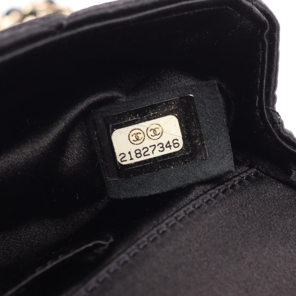 Chanel Shoulder Bag Mini Quilted Black Fabric Chain — view 5