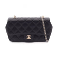Chanel Shoulder Bag Mini Quilted Black Fabric Chain