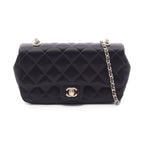Chanel Shoulder Bag Mini Quilted Black Fabric Chain