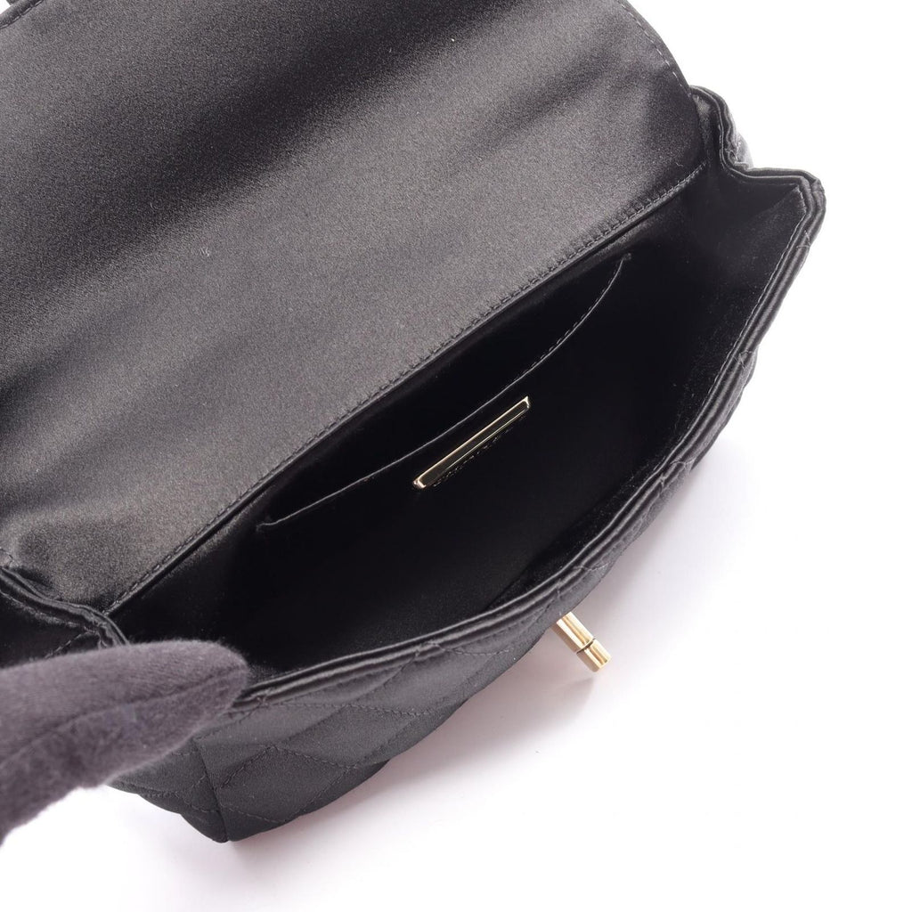 Chanel Shoulder Bag Mini Quilted Black Fabric Chain — view 3