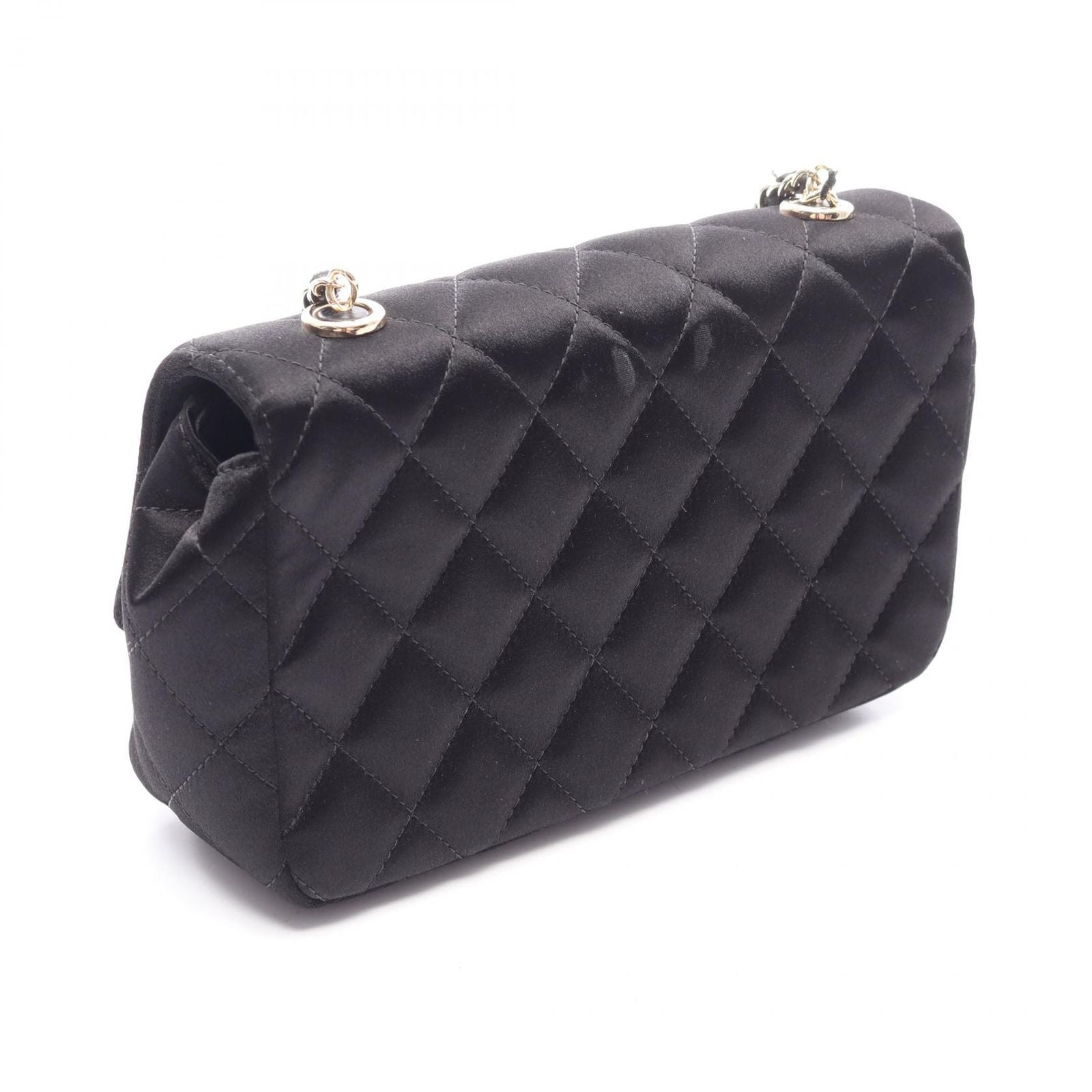 Chanel Shoulder Bag Mini Quilted Black Fabric Chain — view 2