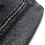 Chanel Shoulder Bag Logo Fringe Black Leather — view 9