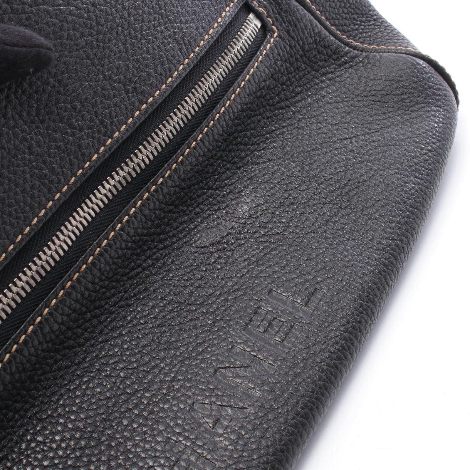 Chanel Shoulder Bag Logo Fringe Black Leather — view 9