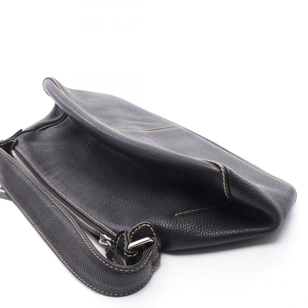Chanel Shoulder Bag Logo Fringe Black Leather — view 6
