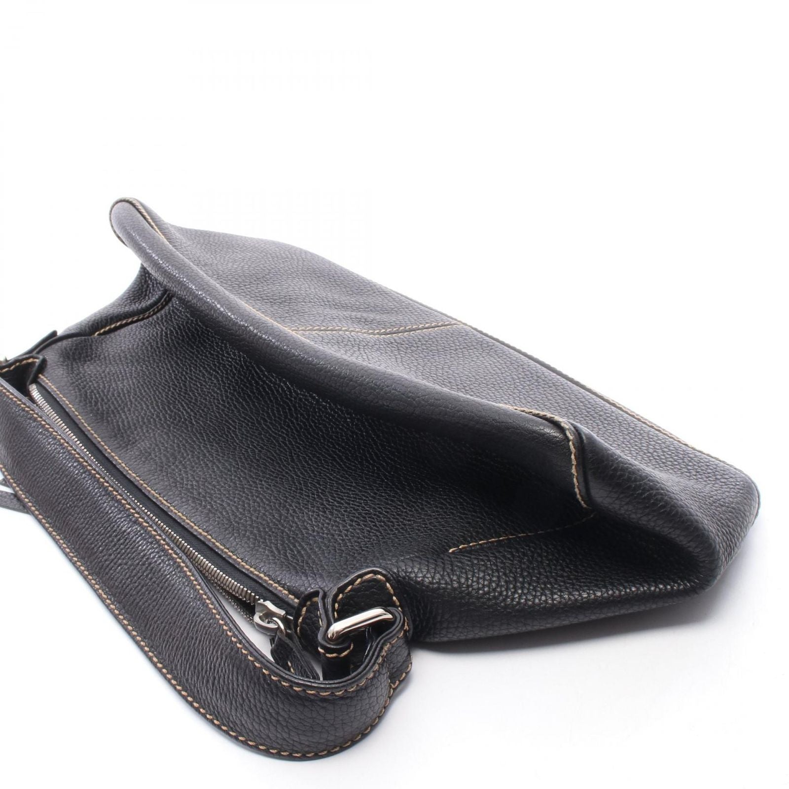 Chanel Shoulder Bag Logo Fringe Black Leather — view 6