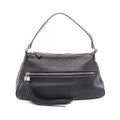 Chanel Shoulder Bag Logo Fringe Black Leather