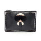 Fendi Clutch Karlito Black Leather Studs