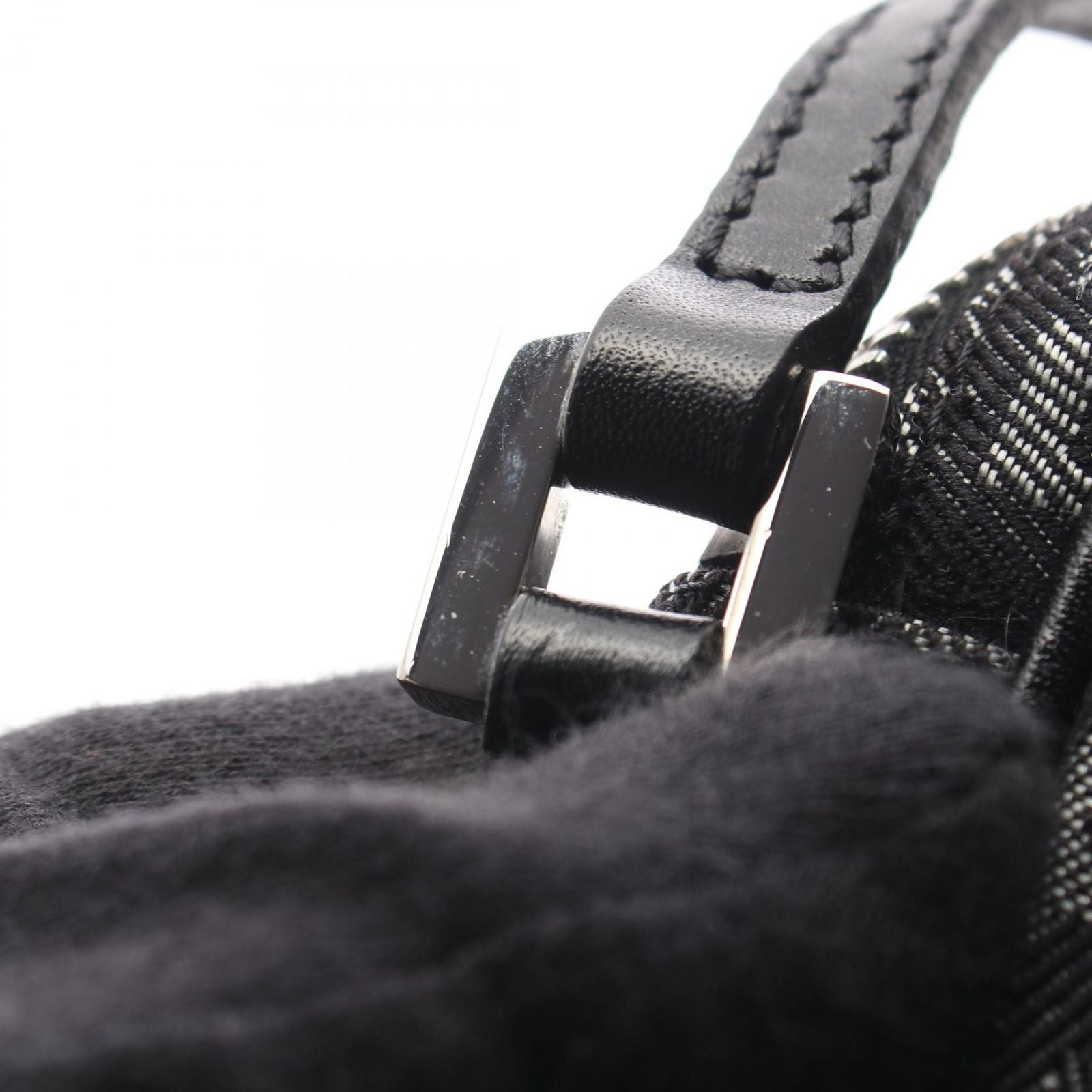 Fendi Shoulder Bag Zucchino Black Canvas Leather — view 7