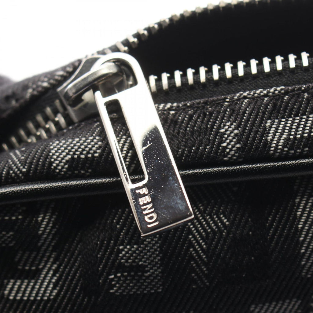 Fendi Shoulder Bag Zucchino Black Canvas Leather — view 6